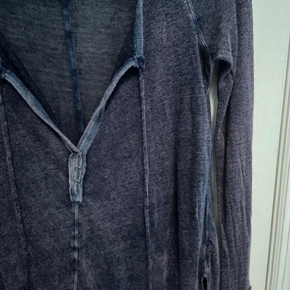 We the free women’s blue sheer long sleeve boho distressed top XS Free People - Picture 2 of 12